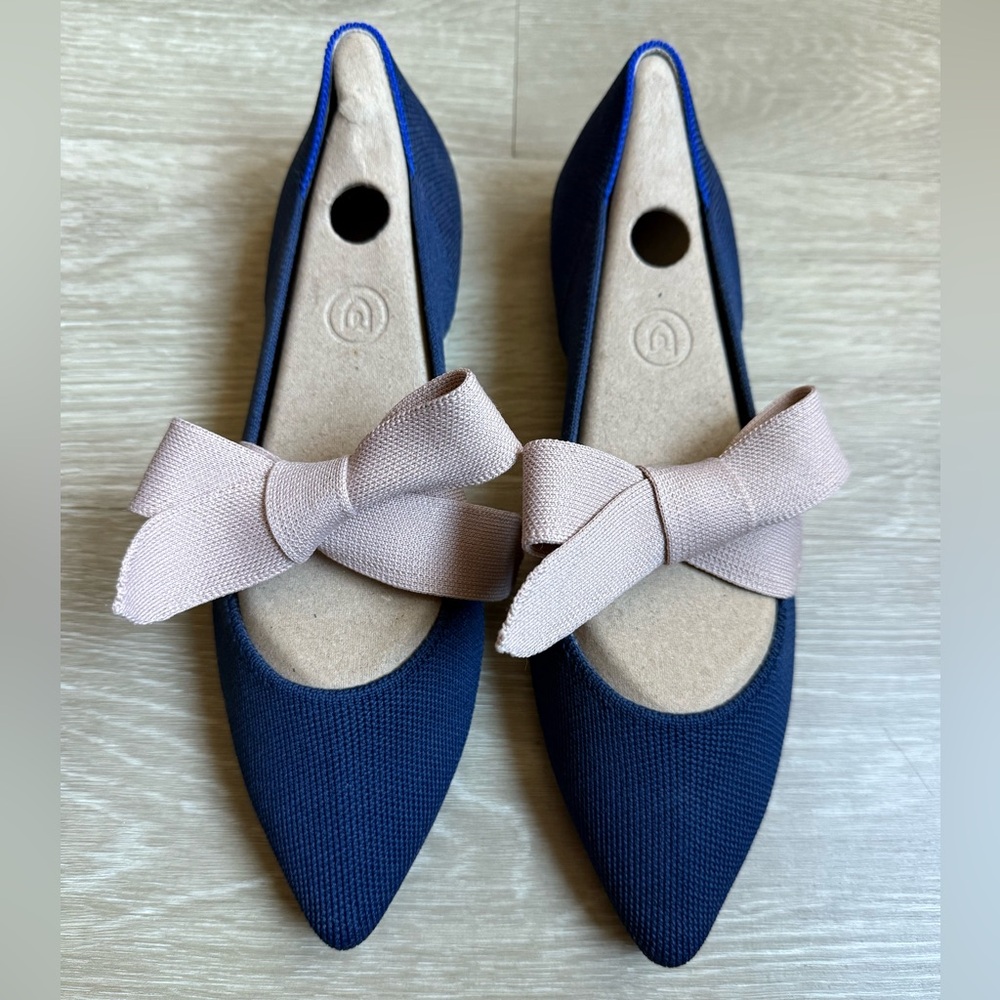 Rothy’s Mary Jane with Bow in Sapphire & Pink